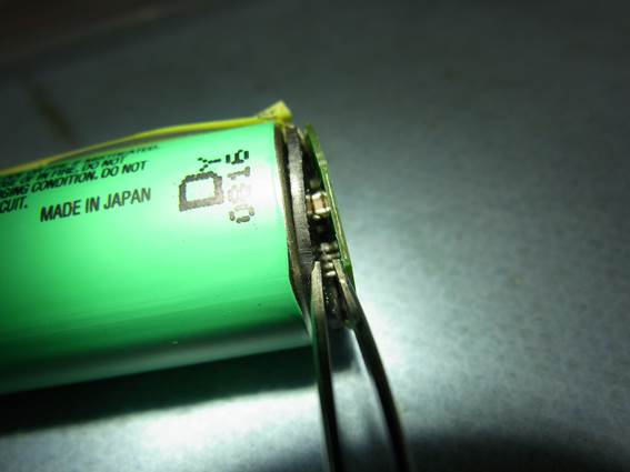 18650リチウムイオン電池単セル用保護基板 パナソニック製18650リチウムイオン電池に実装した保護基板